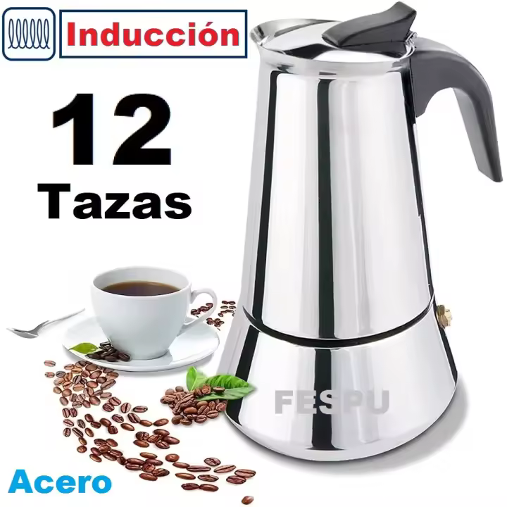 Cafetera Acero Inoxidable Inducción CUPERINOX 12 Tazas Plata - 1