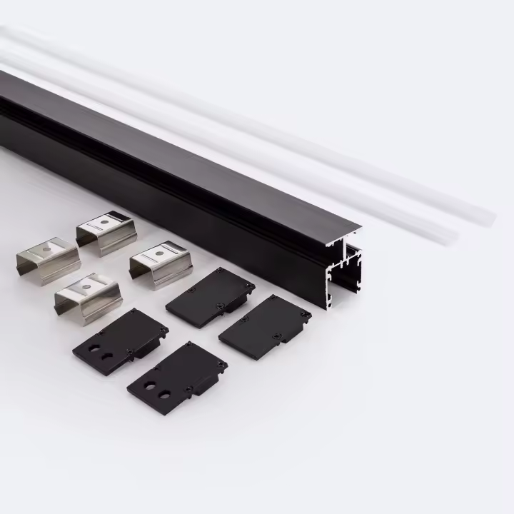 Ledkia Perfil de Aluminio Aplique Doble Cara 2m Negro para Tiras LED hasta 10 mm 2 m - 1