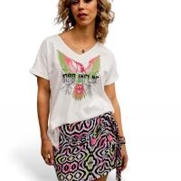 Falda pareo con estampado étnico en tejido crepé con cierre ajustable Mad Influence - details 0