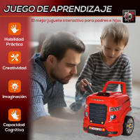 HOMCOM Motor de Camión para Niños de +3 Años Conjunto de Motor de Juguete con 61 Piezas Volante Bocina Faros Caja de Almacenaje y Ruedas 40x39x47 cm - details 4