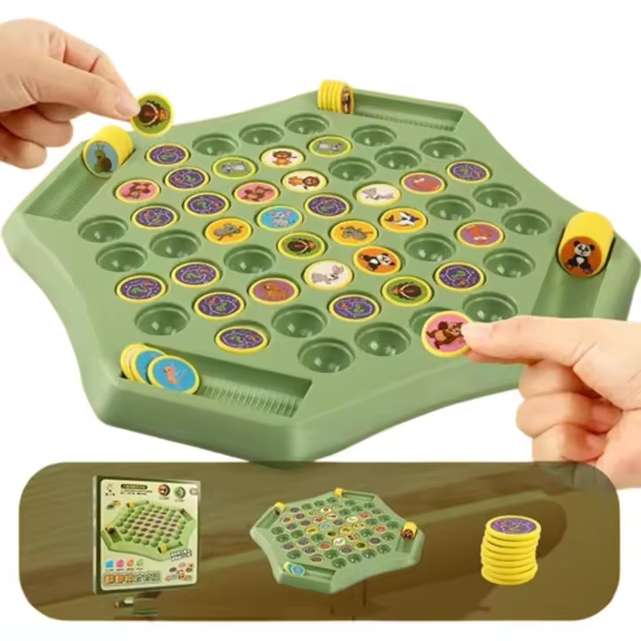 Juego de ajedrez de memoria Animal Flip Chess para actividades de reunión de jardín de infantes, juego de mesa de ajedrez Animal Flip Chess para reuniones de jardín de infantes y preescolar - 1