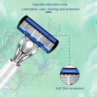 Cuchilla De Afeitar De Porcelana Azul Y Blanca Para Hombre 6 Capas Clásica Acero Inoxidable Reemplazable Adecuada Para El Rostro De Los Hombres - details 6