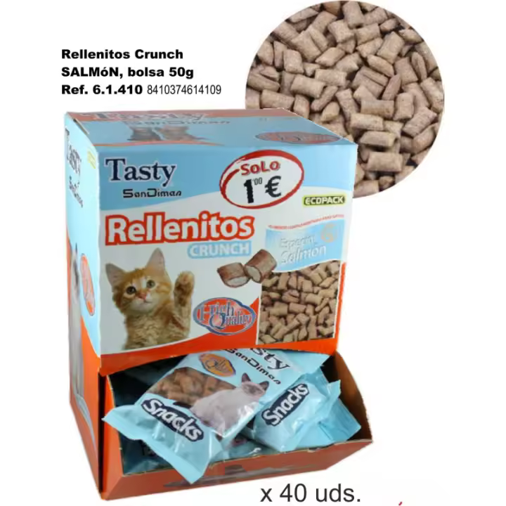 San Dimas - RELLENITO CRUNCH CAT SALMON BOLSA 50GR C/40 BOLSAS - 1