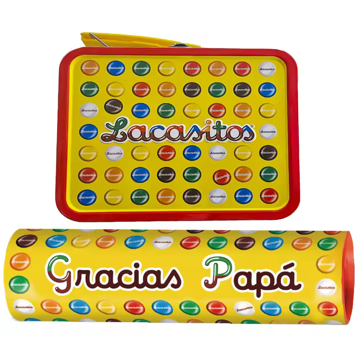 Lacasitos Megatubo 1,5 KG-Gracias, papá + LATA MALETÍN - 1