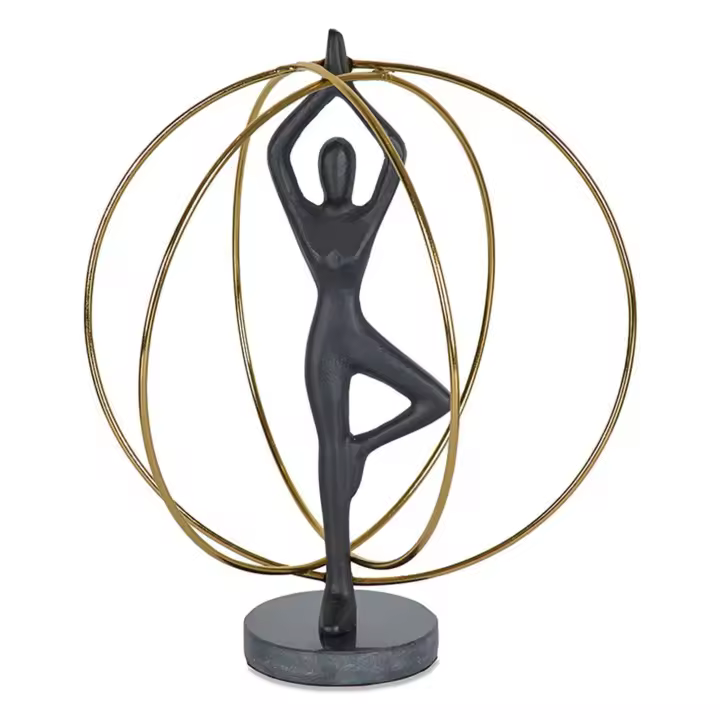 Figura de Metal Postura de Yoga con Base de Mármol Katmandú - Material: Metal - Medidas: 24 30 19 - Marca: Presume de Casa - 1