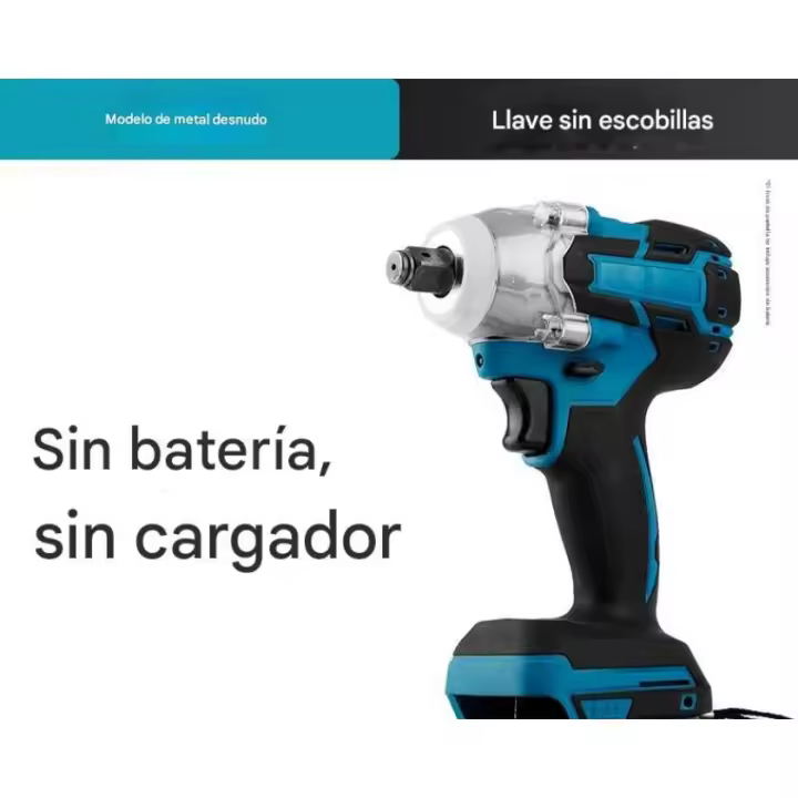 Llave de Impacto Inalámbrica Profesional - 500Nm de Torque, Batería Li-Ion1500AH - Ideal para Talleres Mecánicos y Reparación de Coches - 1