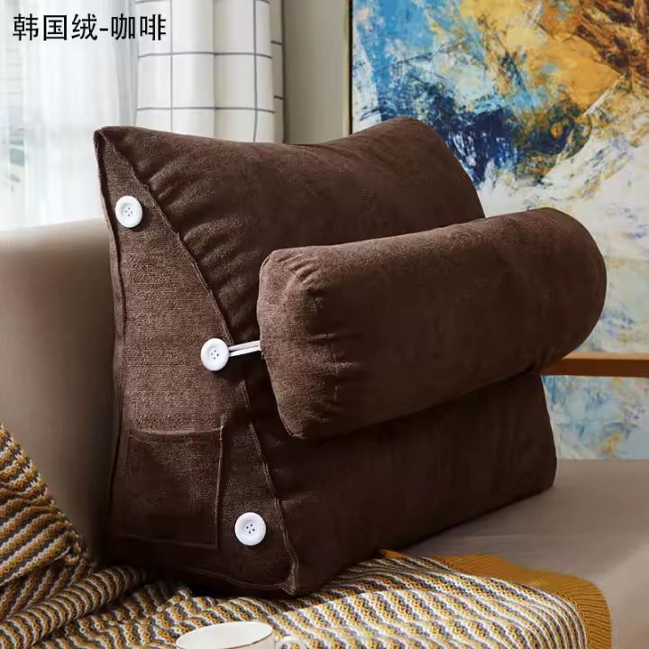 Cojín Triangular para Cama NUREST Silla de Lectura para Sala de Estar Cojín de Algodón PP con Peluche Corto para Decoración Doméstica - 1