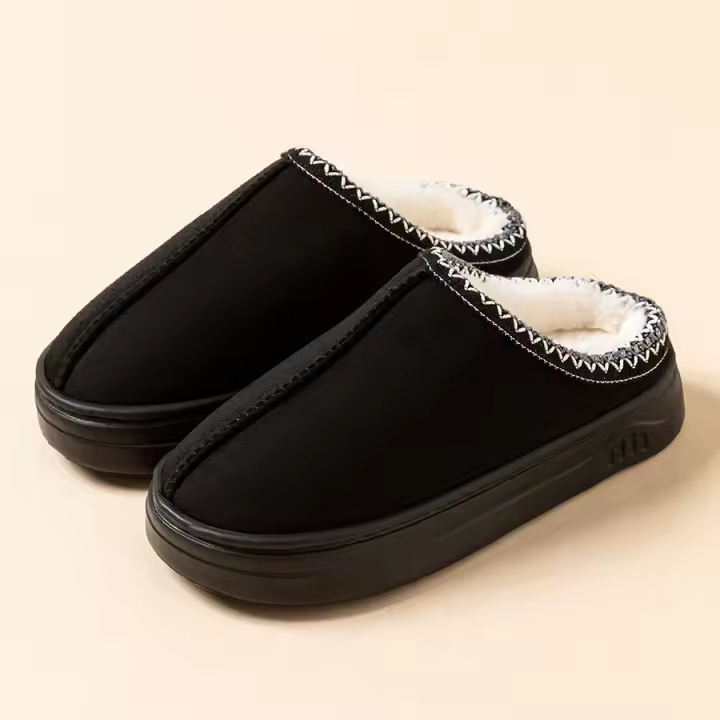 Zapatillas De Invierno Para Hombre Confort Interior Antideslizante Suave Exterior Peluche Cálido Zapatos De Casa Para Parejas - 1