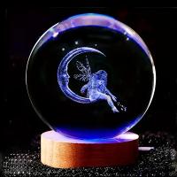 Lámpara De Noche De Cristal Con Diseño 3D De Luna Y Fae Tirada Grabada Regalo Creativo Para Cumpleaños Para Novia O Esposa - details 4