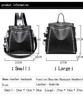 Mochila De Cuero Genuino Para Mujer Lujo Con Hebilla Multifuncional Bolso De Hombro Retro Para Viaje Y Escuela Moda Para Niña Adolescente Negro - details 7