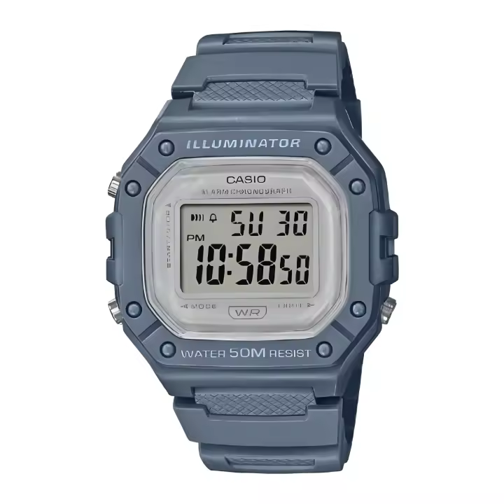 Reloj CASIO digital W-218hc-2av correa resina 50m water resist - alarma - luz - 1
