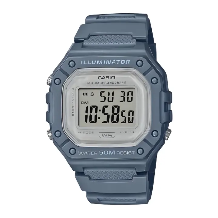 Reloj CASIO digital W-218hc-2av correa resina 50m water resist - alarma - luz - 1