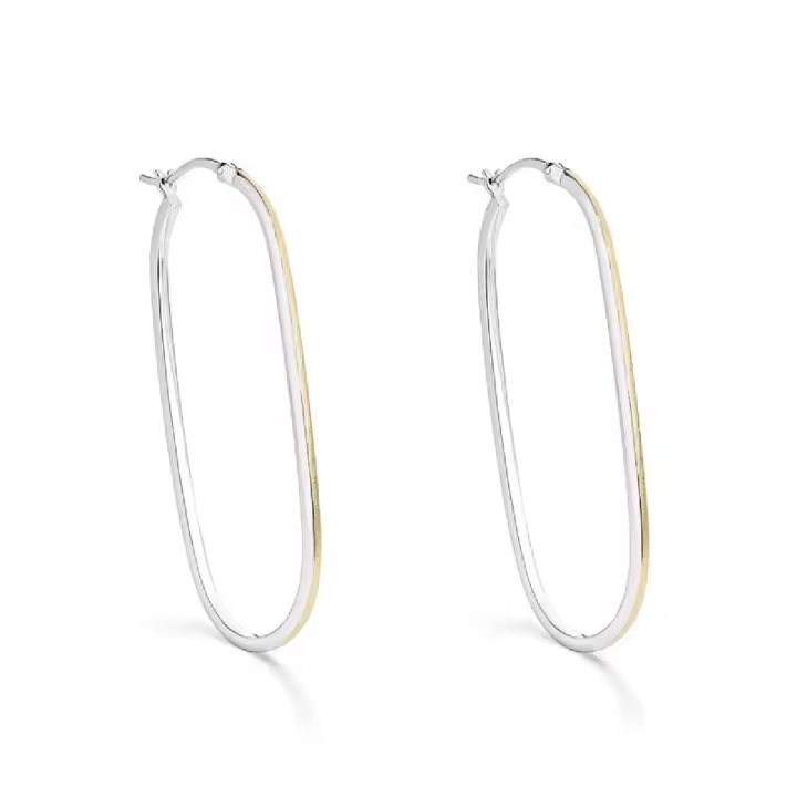 Pendientes Itemporality Óvalo plata baño bicolor dorado - 1