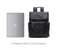 Mochila De Cuero Auténtico Crocodilo Para Laptop De 15.6 Pulgadas Hombres Viaje Impermeable Grande Para Adolescentes Escuela Bolsa De Viaje Preppy Style - details 12