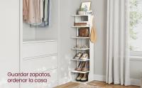 VASAGLE Zapatero Estrecho, Zapatero de 6 Niveles, Ahorra Espacio, para Entrada, Esquina, Armario, Blanco - details 1