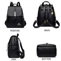 Mochila De Cuero Para Mujer Estilo Vintage Casual Día Escuela Saco a Dos Negro Lujoso Con Bolsillo Exterior Y Cremallera Cierre - details 9