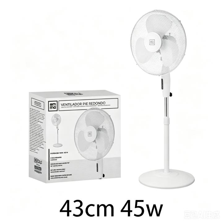 EMMA - Ventilador de pie regulable 43 cm con oscilación automática, rejilla protectora y bajo nivel de ruido para… — oferta en Miravia