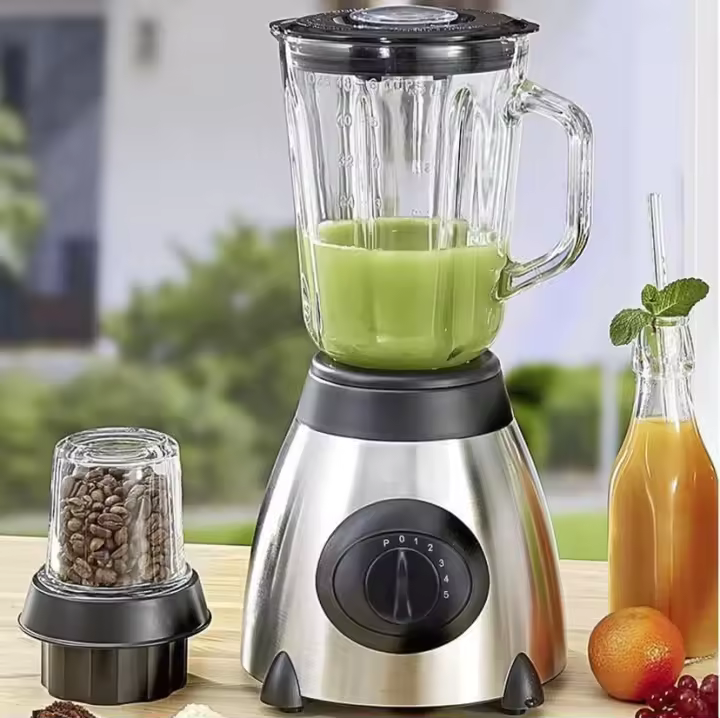 Licuadora Batidora y Molinillo con vaso de vidrio / 800w 1.5 Litros, 5 Velocidades + Pulso/ batidora mezcladora/ base acero inoxidable y jarra en cristal / Ideal para batidos, salsas y más - 1