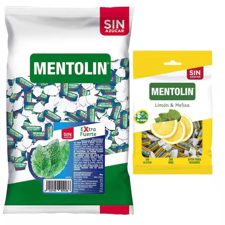 Mentolín caramelos garganta extra fuerte s/a bolsa 1kg y de regalo limon melisa s/a bolsa 100g - 1