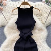 Vestido De Mujer YuooMuoo Elegante Rib Knit Verano Cintura Delgada Bandage Vestido De Pencil Oficina Lady Sin Mangas Bodycon Suéter Vestido - details 12