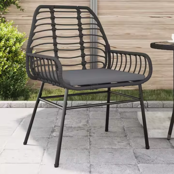 vidaXL Sillones de jardín con cojines 2 uds ratán sintético en color Negro/Marrón | acolchados duraderos para sofás de jardín terraza exterior - 1