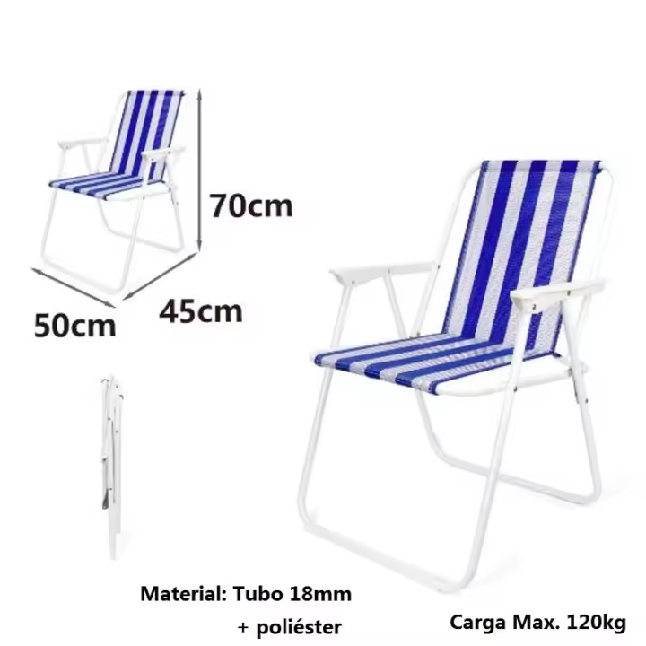 Maxia Market Silla de playa plegable con reposabrazos de Plástico Estructura Metal Cayo ancho de exteriores - 1