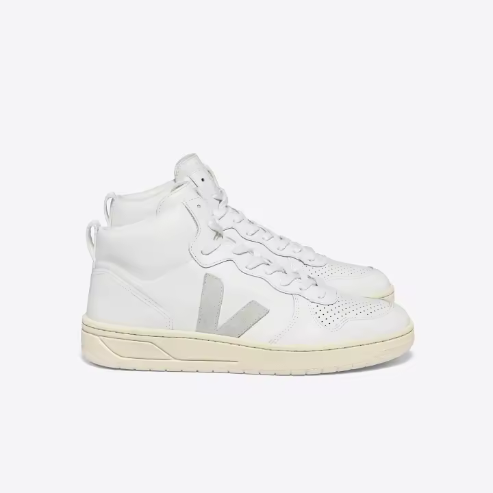 VEJA V-15 Leather White – Zapatillas altas de piel blancas - 1