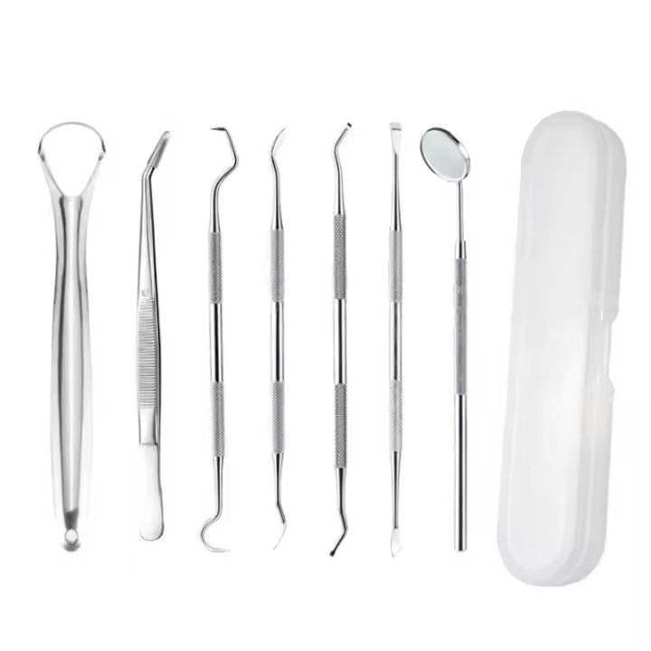 Kit De Limpieza Dental Profesional Con 3/4/5/6/7pcs Palillos De Dientes De Acero Inoxidable Para Eliminar Callo Y Placa Herramientas Dentales - 1