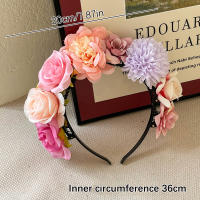 Diadema De Flores Coloridas Para Niñas Adorno De Cabello Simulación De Flor Corona De Novia Para Boda Accesorio Para Mujer - details 9