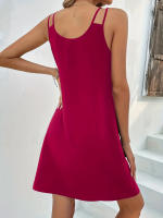 Vestido Bodycon Elegante De Verano 2024 Para Mujer Con Doble Correa Y Cuello En V Sin Mangas De Poliéster Longitud De Rodilla - details 19