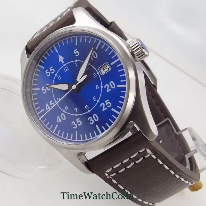 Reloj De Hombre Automático Tandorio NH35A 39mm 200m Impermeable Con Fecha Cristal De Zafiro Correa De Cuero Y Goma Luminoso - 1