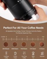 Molinillo de café eléctrico portátil, Ajustable, núcleo de molienda de cerámica con carga USB,  Para Café Expreso Frío, Vertido, Prensa Francesa,pulverizador de granos de café para el hogar - details 4