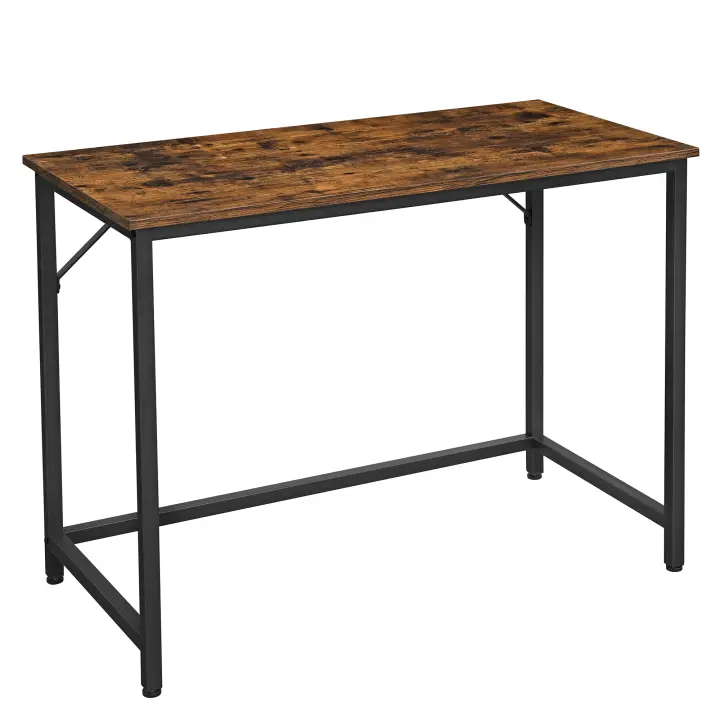 VASAGLE Escritorio, Mesa Oficina Pequeña y Estación Trabajo, Mesa para Teletrabajo, Estudio, Dormitorio, 50 x 100 x 76 cm, Estilo Industrial, Estructura Metal, Marrón Rústico y Negro Tinta - 1