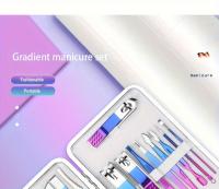 Juego De Uñas Gradient Azul-Rosa 7-15 Piezas Cortauñas De Alta Calidad Kit De Manicura Y Pedicura Con Herramientas De Acero Inoxidable En Estuche - details 2