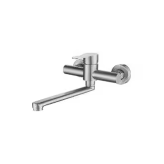 CA Grifo de cocina de pared Sollbry, de acero inoxidable, con giro de 360°, agua fría y caliente ajustable, orificios de montaje ajustables cepillados. - 1
