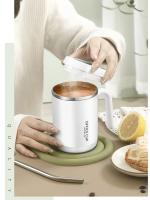 Taza De Café De 500ML Con Asa Y Tapa Acero Inoxidable 304 Taza De Leche Para Desayuno Con Acabado Ecológico Para Oficina Y Estudio - details 7