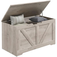 HOMCOM Baúl de Almacenaje para Dormitorio 100 L Banco de Almacenaje con Tapa Bisagra de Seguridad para Pasillo Salón 80x40x45 cm Gris - details 0