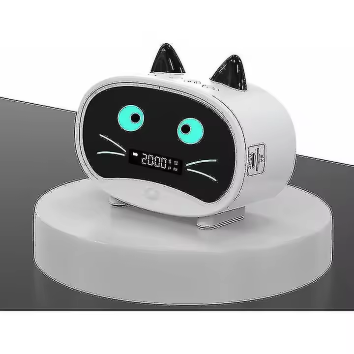 Reloj despertador de gato de dibujos animados, reloj despertador doble, Altavoz Bluetooth - 1