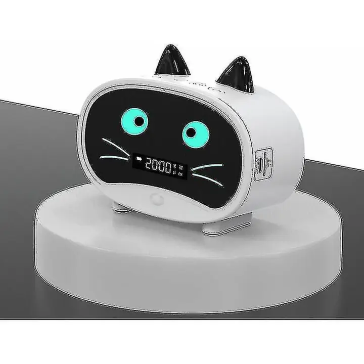 Reloj despertador de gato de dibujos animados, reloj despertador doble, Altavoz Bluetooth - 1