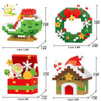 Bloques De Construcción Navideños HUIQIBAO Reindeer Santa Claus Y Casa De Nieve Con Árbol De Navidad Juguete Para Niños Regalo Compatible Con Bloques Lego - details 5