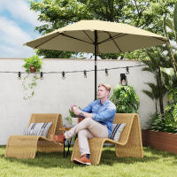 Outsunny Parasol Ø 233 cm, Parasol con Función Ajustable, Parasol Balcón Octogonal Playa Parasol Resistente al Viento Parasol Estable Parasol Playa Balcón Terraza Jardín, Beige - details 4