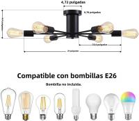 Lámpara De Techo Estilo Nórdico De Hierro Con 6 Luces Para Decoración De Piso Bajo Sala De Comedor Y Sala De Estar Compatible Con Voltaje AC85-260v E27/E26 - details 12