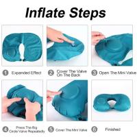 Almohada De Cuello En Forma De U Para Avión Y Coche Inflable Viaje Al Aire Libre 1Pc Material De Fibra De Bambú Relleno De Pollo - details 4