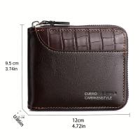 Cartera De Cuero Para Hombre Lujo Monedero Con Bolsillo Para Monedas Y Tarjetas Cierre De Cremallera Protección RFID - details 0