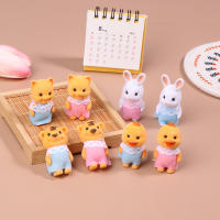 2PCS Figuras De Animales De La Selva Familia Conejo Gato Tigre Pollo Juguete De Colección Cartoon Ornamento Para Niños Regalos - details 1