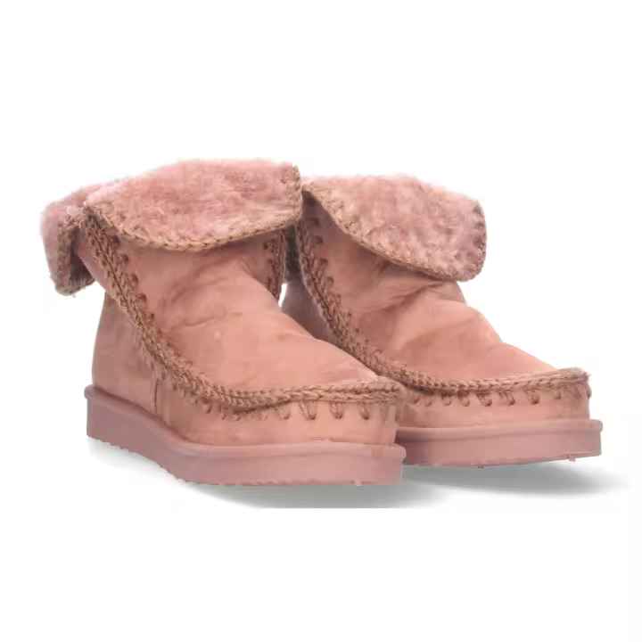Davinia Shoes Botin Plano para Mujer, Estilo Australiano, Material Aterciopelado, Forrado de Pelo, de Punta Redonda. Shoes&Blues.es LHD-881A-Rosa - 1