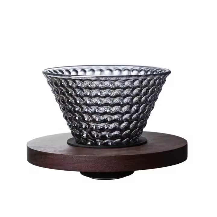 Filtro De Café Con Forma De Fresa Y Diamante Tipo Vidrio Con Madera Pallet Conico Para Té Y Café Manual Filtro De Café Colapsable - 1