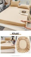 Sábana Adaptada Con Banda Elástica De Color Sólido Antideslizante Para Cama Single Double King Queen Cubierta De Matraces Ajustable - details 14