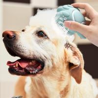 Cepillo de Baño para Perros y Gatos, Dispensador de Champú de Silicona, Suave Cepillo de Ducha para el Lavado de Mascotas de Pelo Corto y Largo (Azul en forma de pata) - details 4