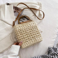 Crossbody Bag Women's Bag Straw Shoulder Bag New Fashion Leisure Bag Woven Beach Bag Handbag, 23*19*8cm, Off-white - details 1